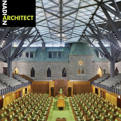 La réhabilitation de l&rsquo;Édifice de l&rsquo;Ouest en couverture du Canadian Architect – Mars 2019
